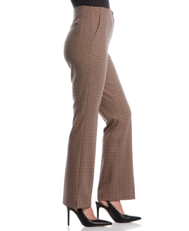Petite Plaid Print Ponte Bootcut Pants