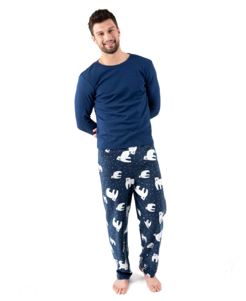 Men’s Cotton Top and Fleece Pants Holiday Pajamas