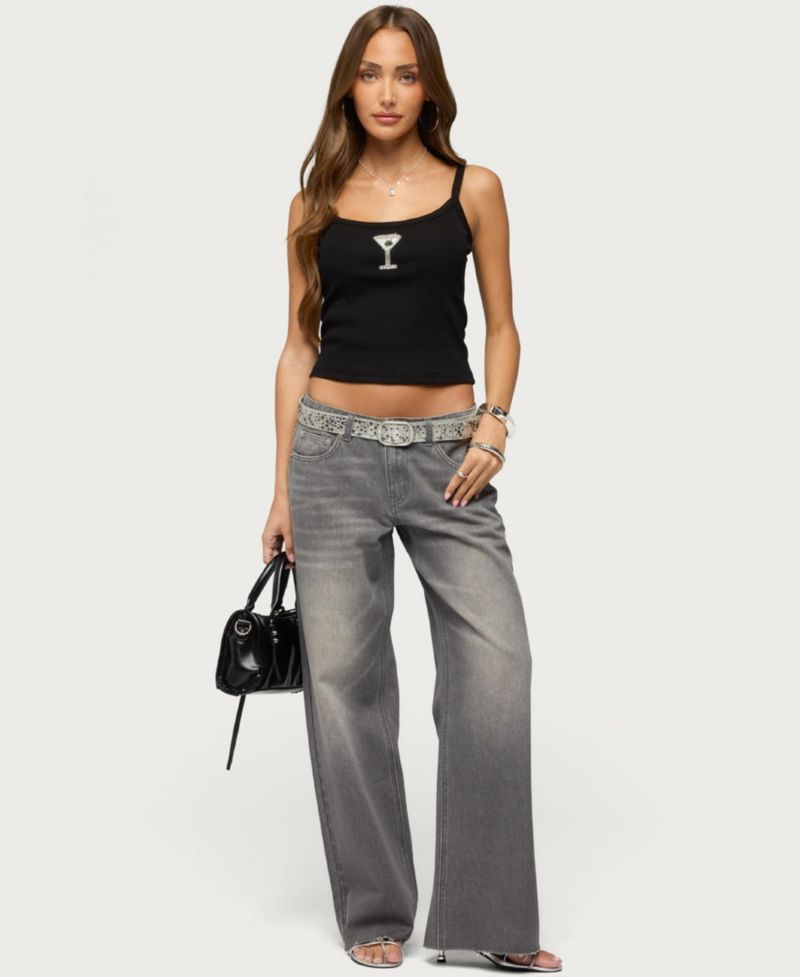 Women's Martini Babe Cropped Ribbed Scoop Neck Tank Top