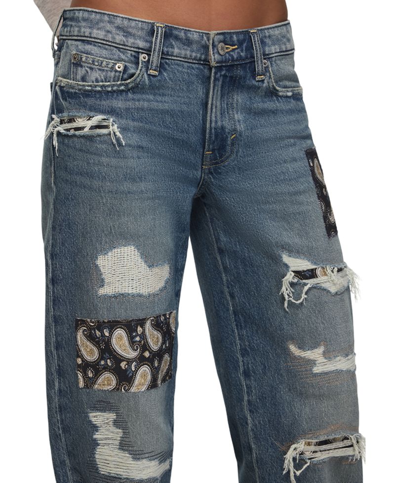 Women's Lucky Legend Patchwork Baggy Mid-Rise Bootcut Jeans