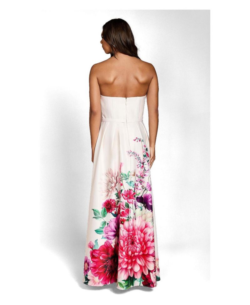 Women's Wired Bandeau Border Print Maxi Dress
