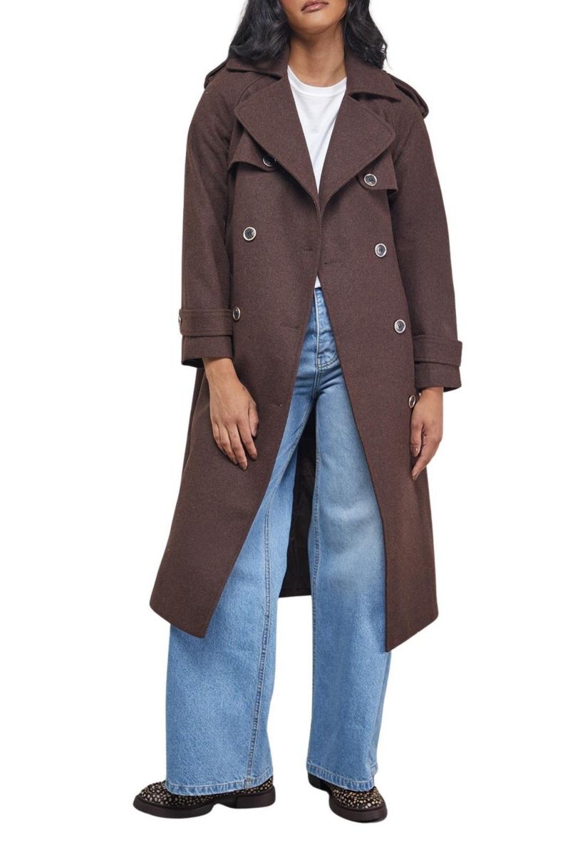 Women's Wool Mix Belted Trench Coat