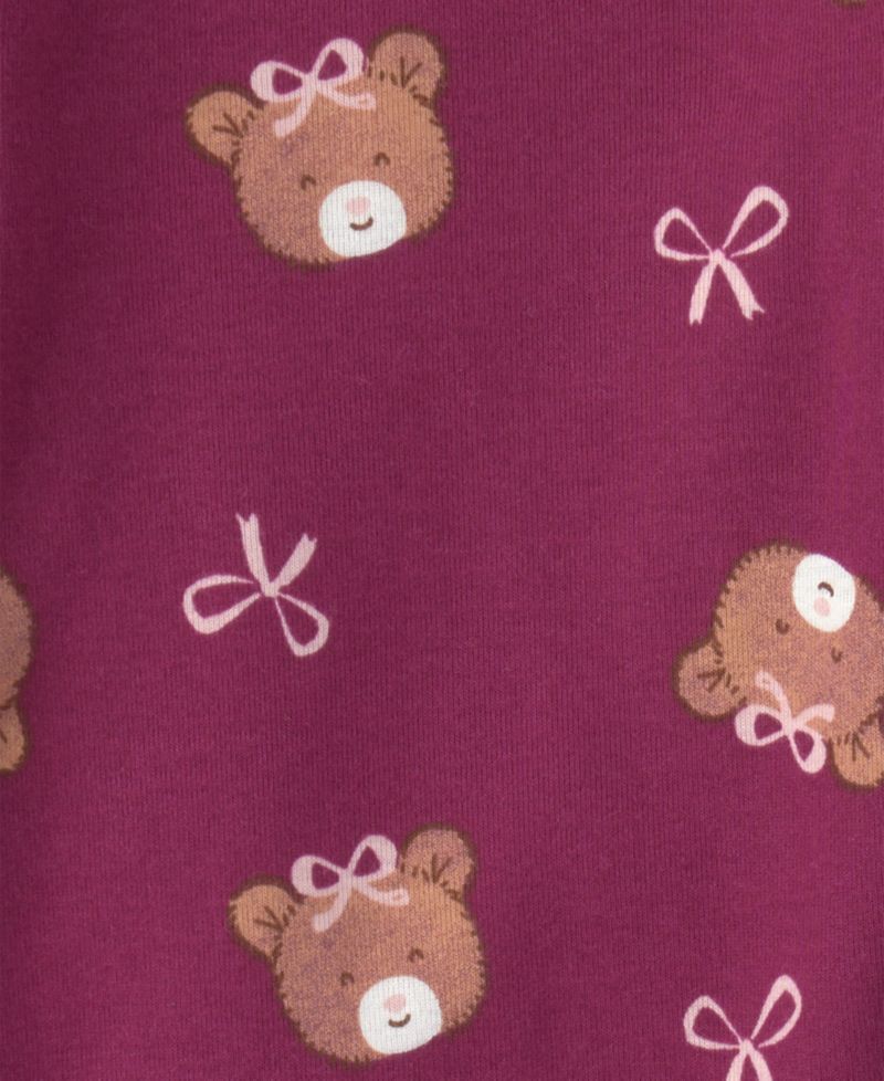 Baby Girls' Bear & Bows Long-Sleeve Snap Closure Cotton Bodysuits, 4-Pack