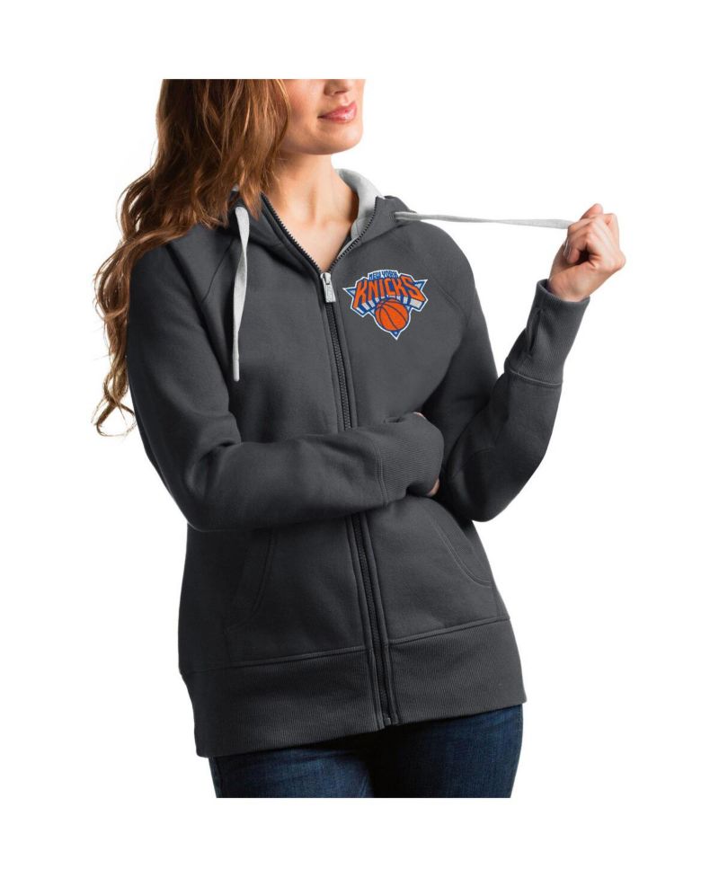 Women's Charcoal New York Knicks Victory Full-Zip Hoodie