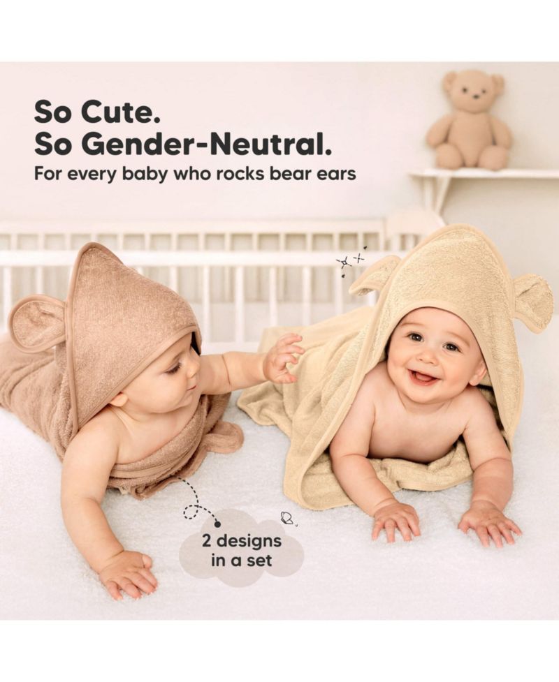 2pk Snuggle Baby Towels with Hood for Newborn Girls, Boys, Toddlers, Soft & Absorbent Hooded Baby Bath Towels