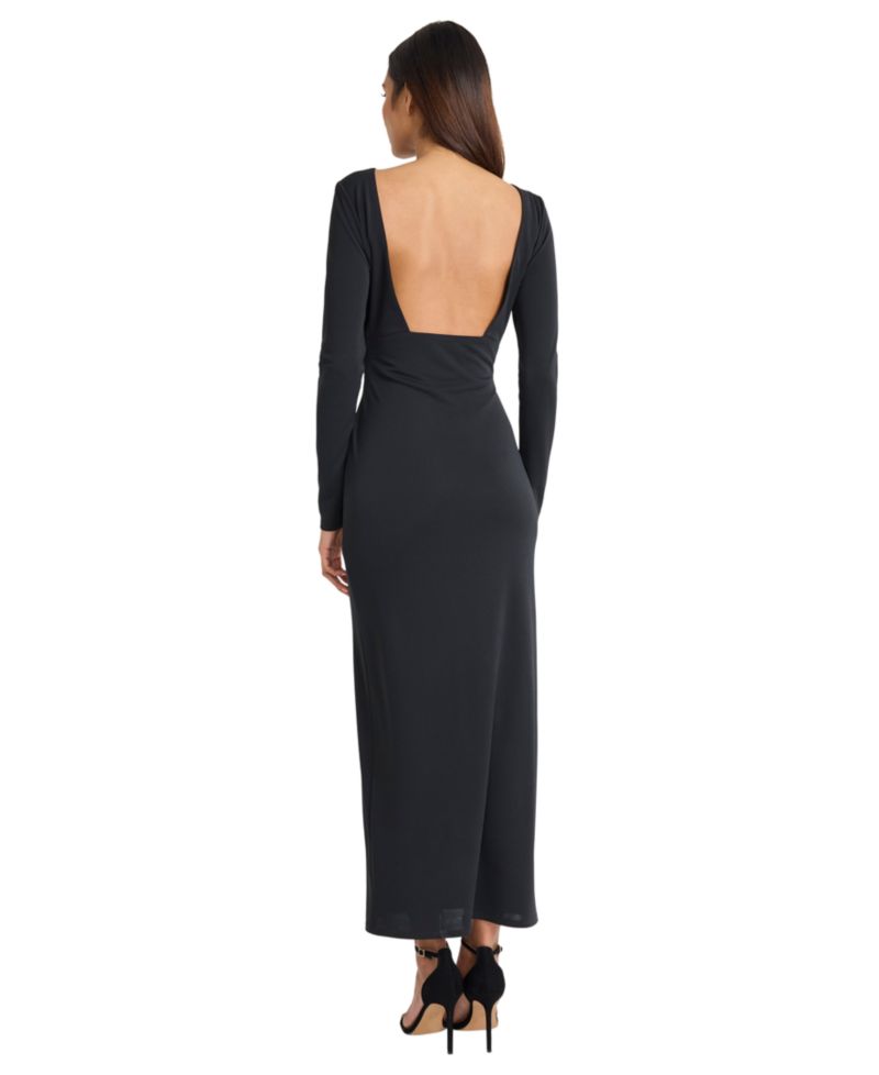 Women's Boat Neck Long-Sleeve Maxi Dress