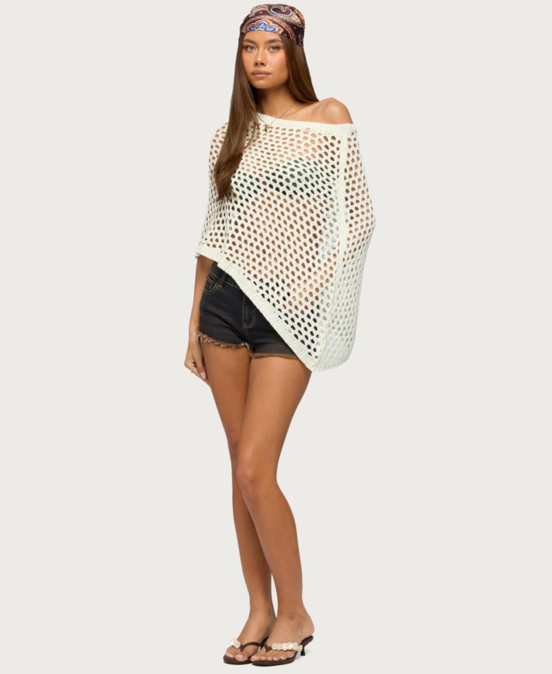 Women's Cloe Off Shoulder Crochet Poncho