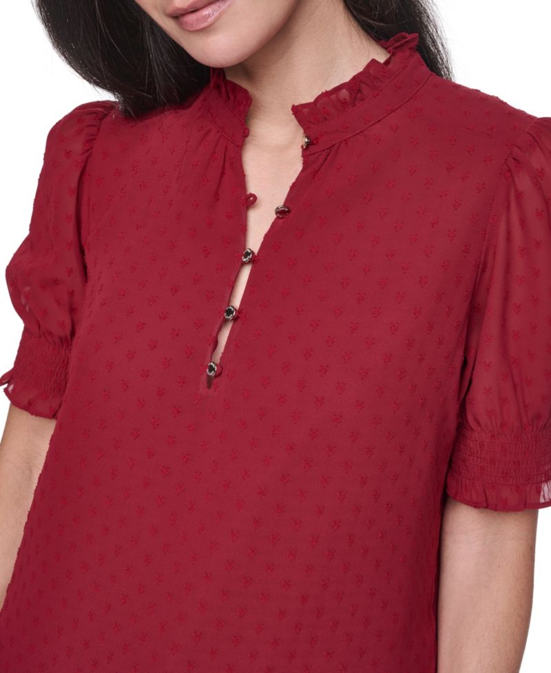 Women's Clip Dot Mock Neck Popover Top