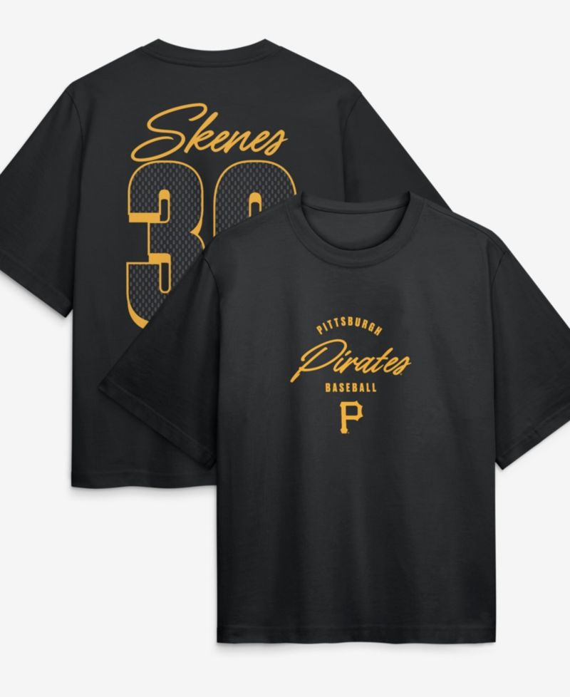 Women's Paul Skenes Black Pittsburgh Pirates Premium Essentials Boxy Name Number T-Shirt