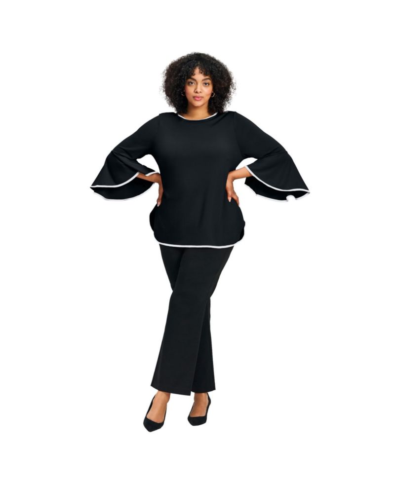 Women's Plus Size Ivana Contrast Bell Sleeve Top