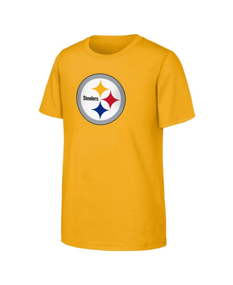 Big Boys and Girls Gold Pittsburgh Steelers Primary Logo T-Shirt