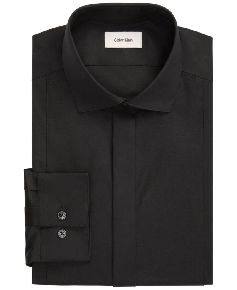 Men's Tailored Occasion Slim-Fit Stretch Pique Bib Dress Shirt