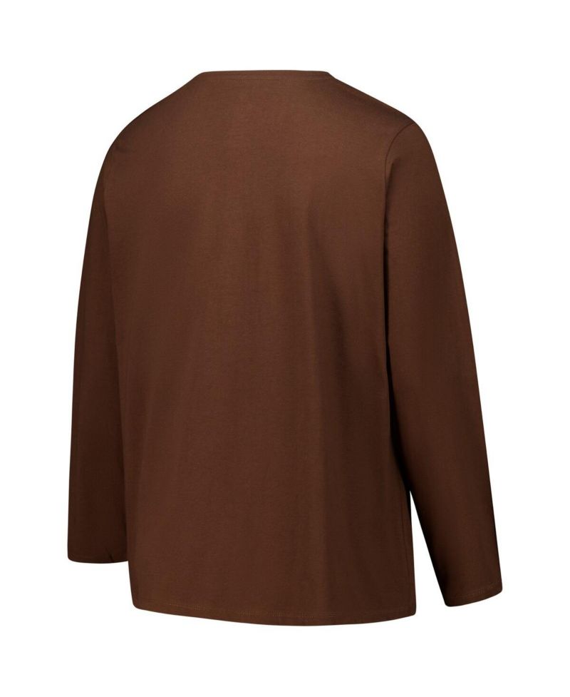 Women's Brown Cleveland Browns Long Sleeve Scoop Neck T-Shirt
