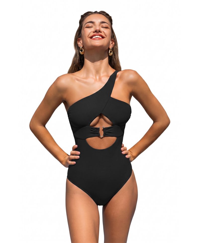 Women's Alluring One-Shoulder One-Piece Swimsuit with Cutouts