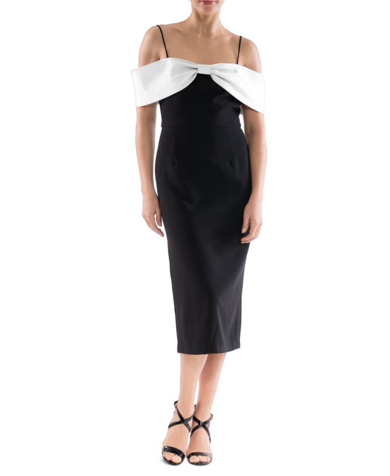 Women's Bow-Neck Strappy Midi Dress