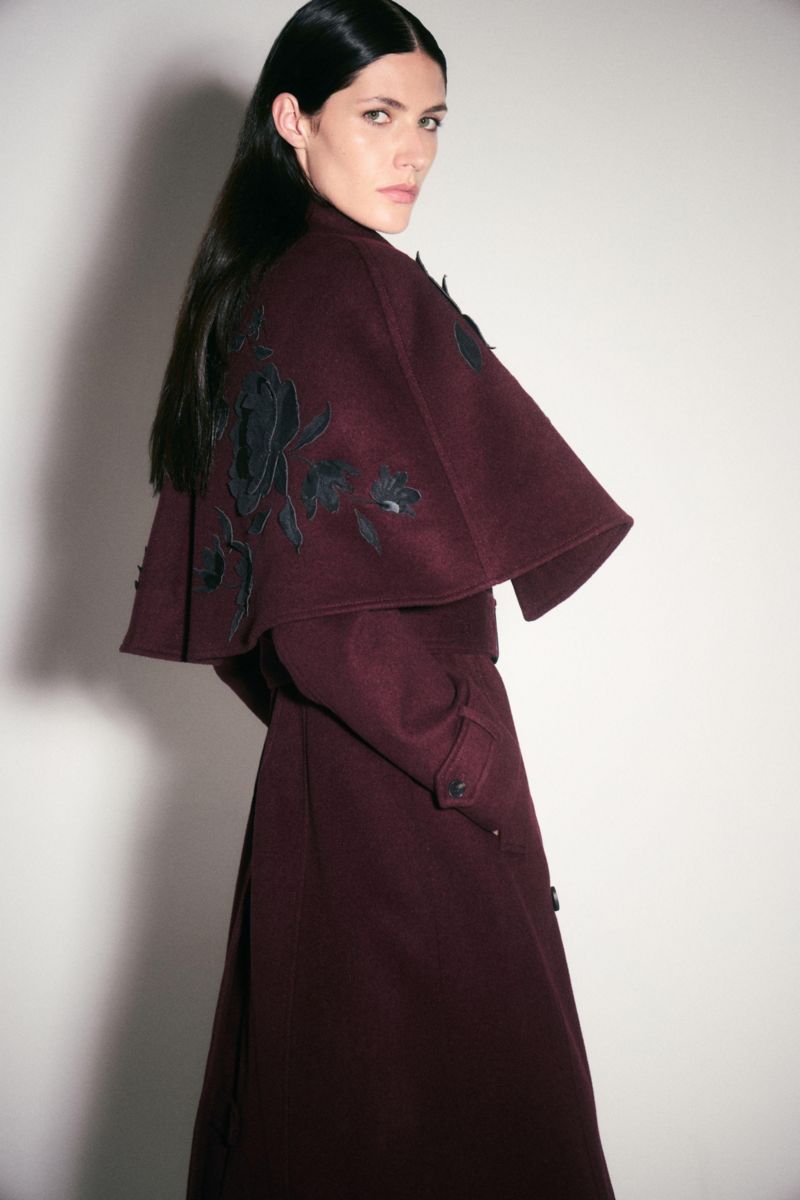 Women's Tailored Funnel-Neck Cape Midi Coat