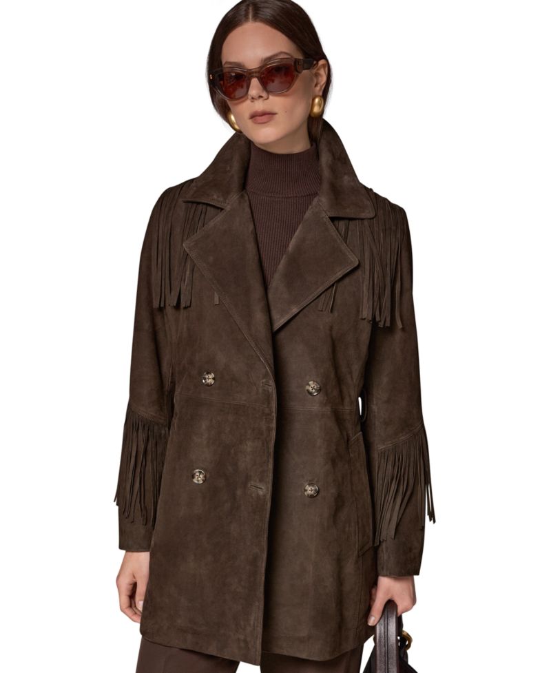 Women's Suede Trench with Fringe Coat