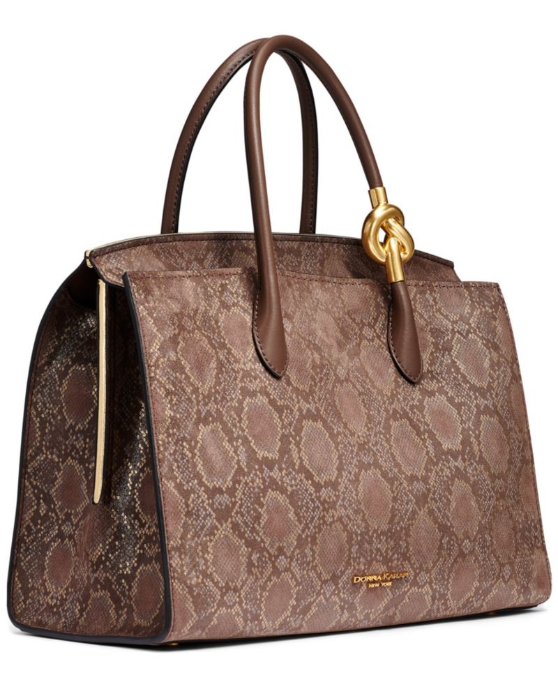 Loden Snake Embossed Suede Satchel