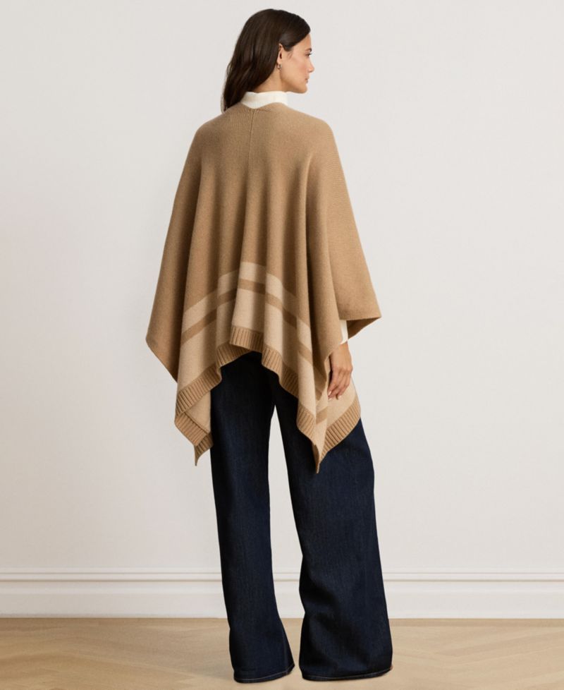 Women's Wool-Cashmere Two-Tone Buckle-Trim Poncho