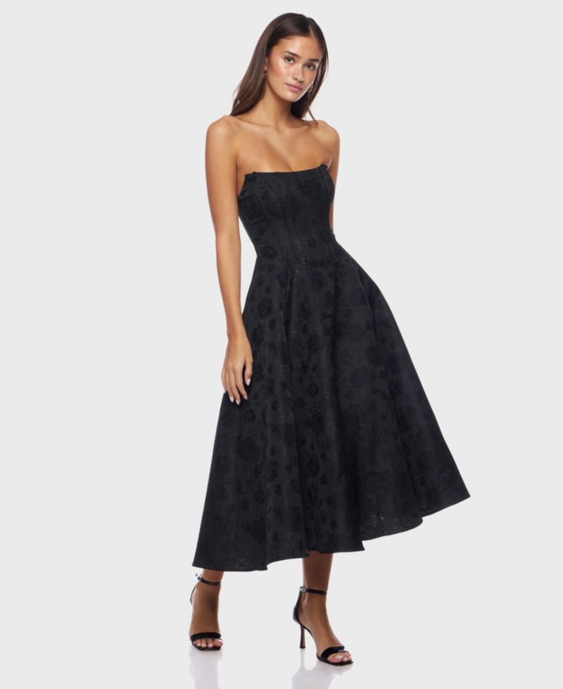 Juniors' Strapless Corset Midi Dress