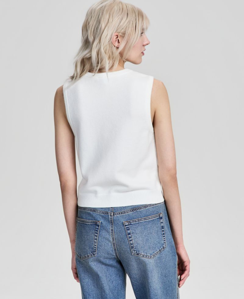 Women's Button-Front Crewneck Vest