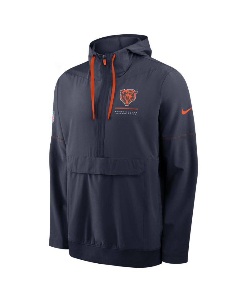 Men's Navy Chicago Bears Sideline Anorak Half-Zip Hooded Jacket