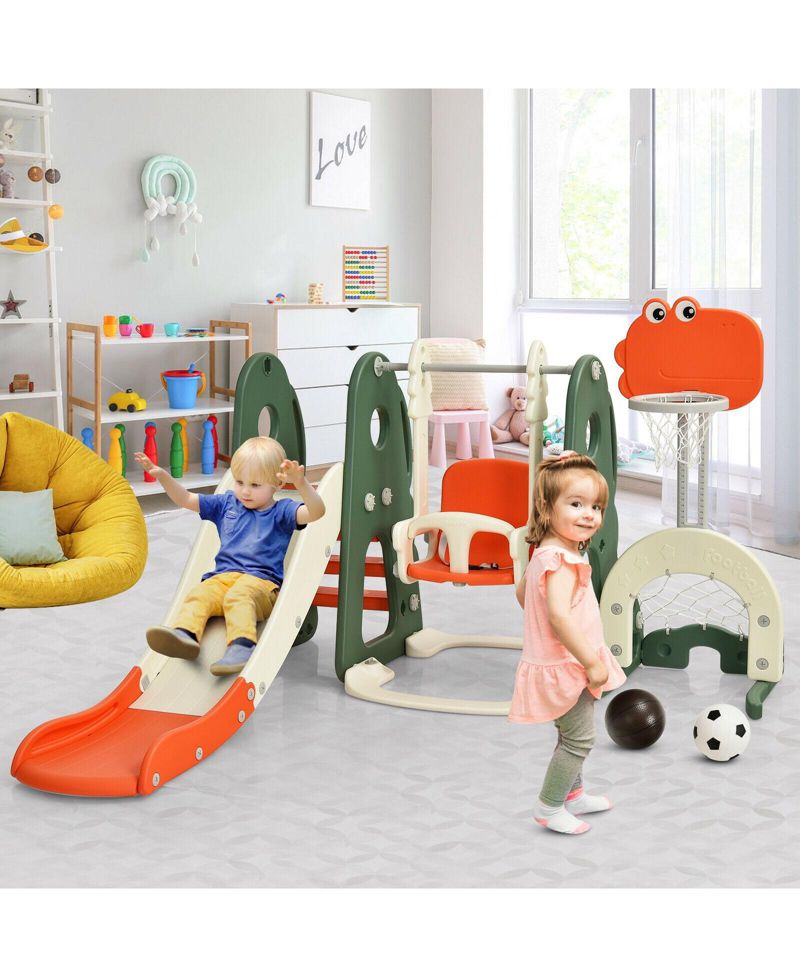 Toddler 6-in-1 Slide and Swing Set