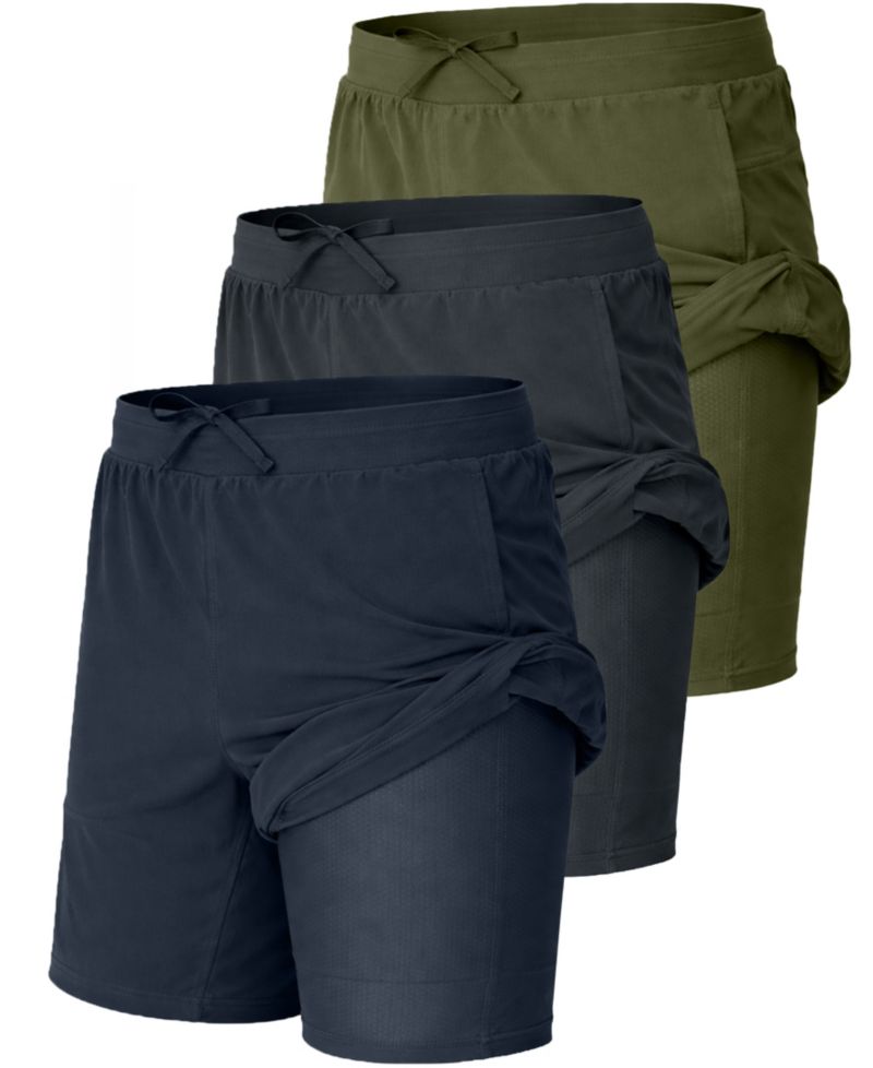 Men's Side Pockets Stretch Running Shorts, 3-Pack