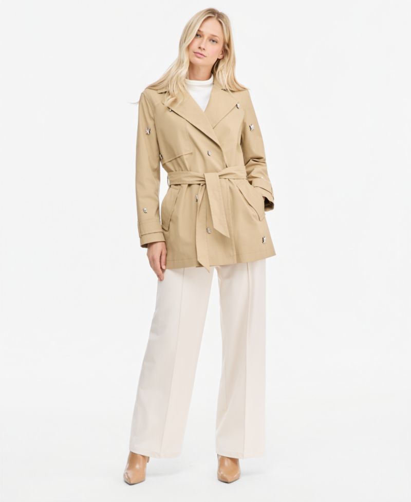 Women's Embellished-Belted Trench Coat
