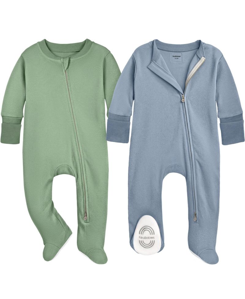 Soothe Sleep N' Play Footed Pajama, 2-Pack Cotton Baby Sleepers 0-9 Months, Soft Newborn Sleepers with Mitten Cuffs