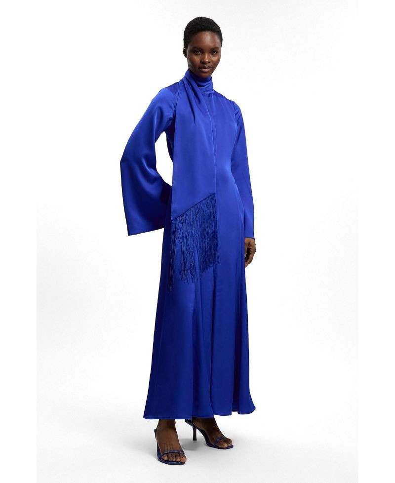 Women's High Neck Long Sleeve Maxi Dress