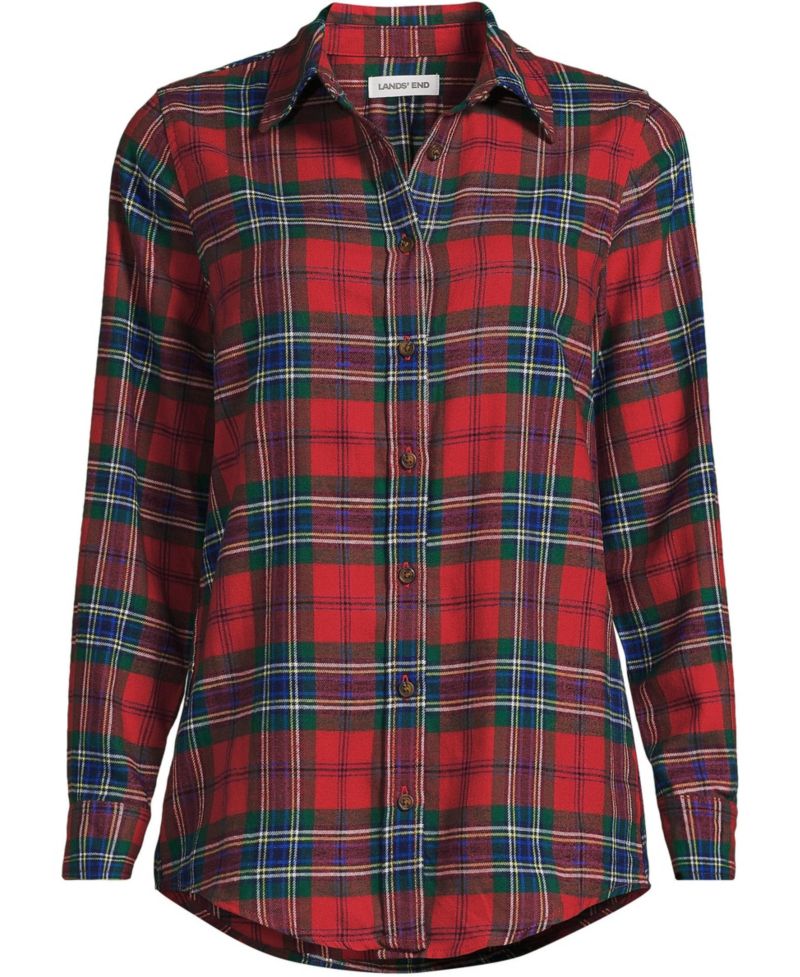 Plus Size Flannel Boyfriend Long Sleeve Shirt