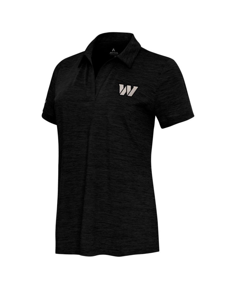 Women's Heather Black Washington Commanders Layout V-Neck Polo Shirt