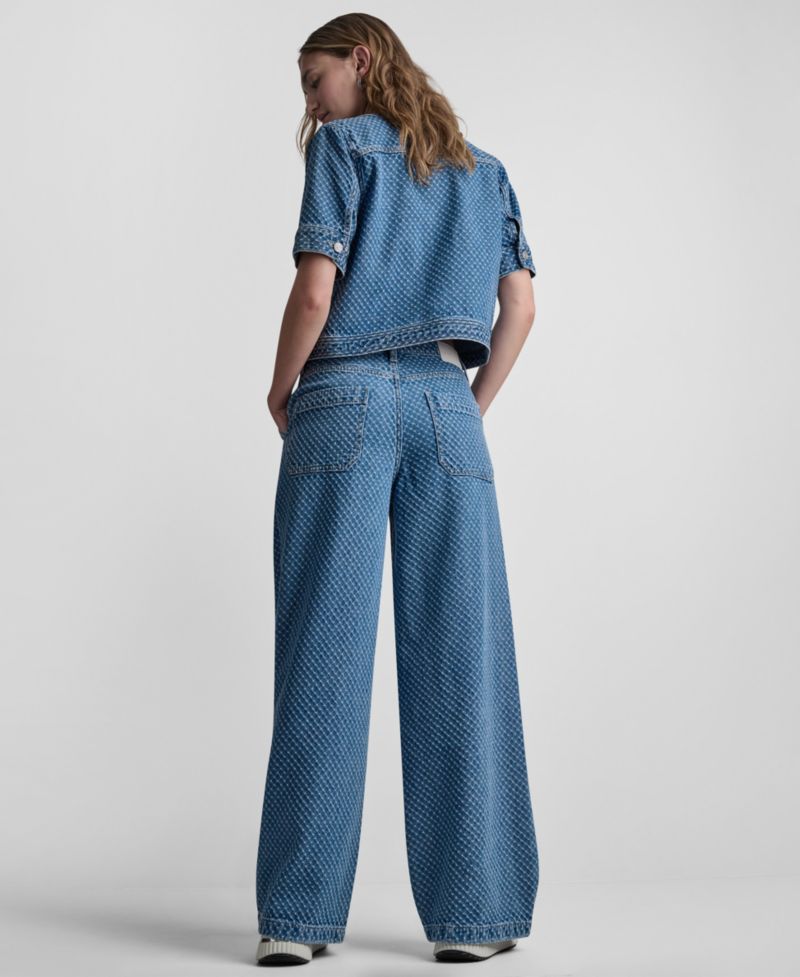 Women's Mid-Rise Wide-Leg Boucle Jeans