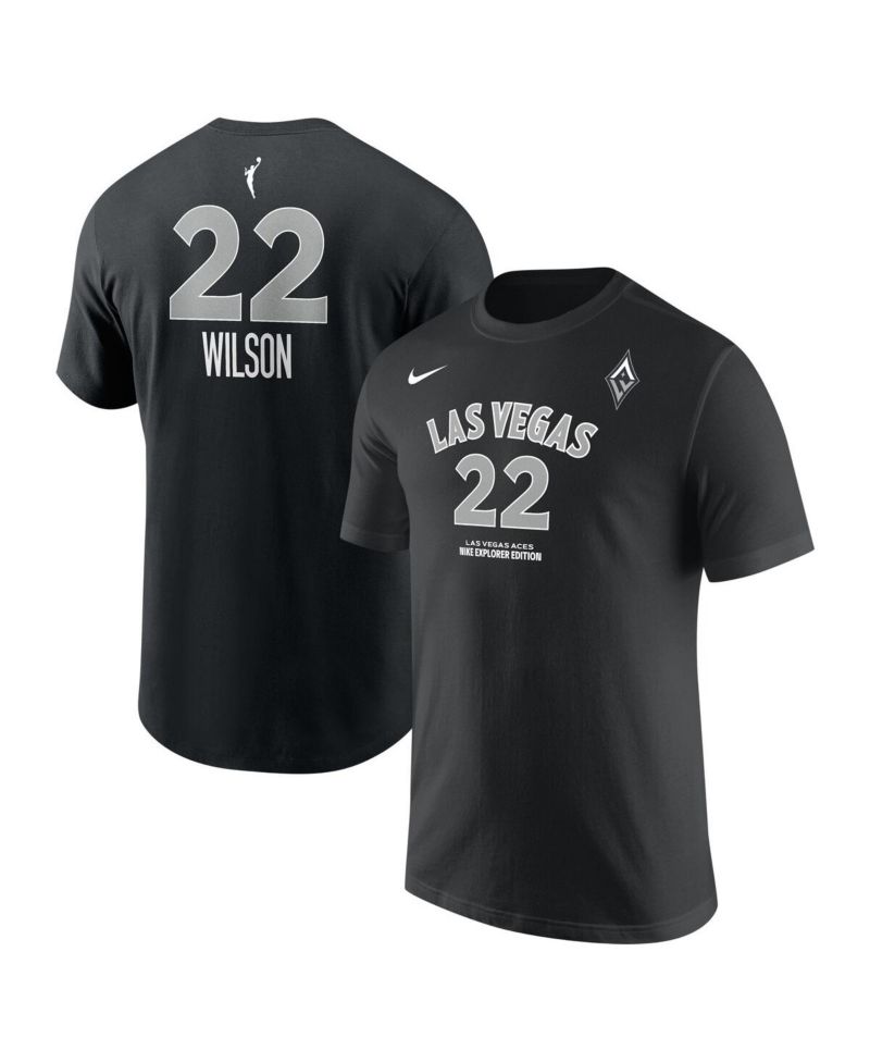 Men's and Women's A'ja Wilson Black Las Vegas Aces Explorer Edition Name & Number T-Shirt