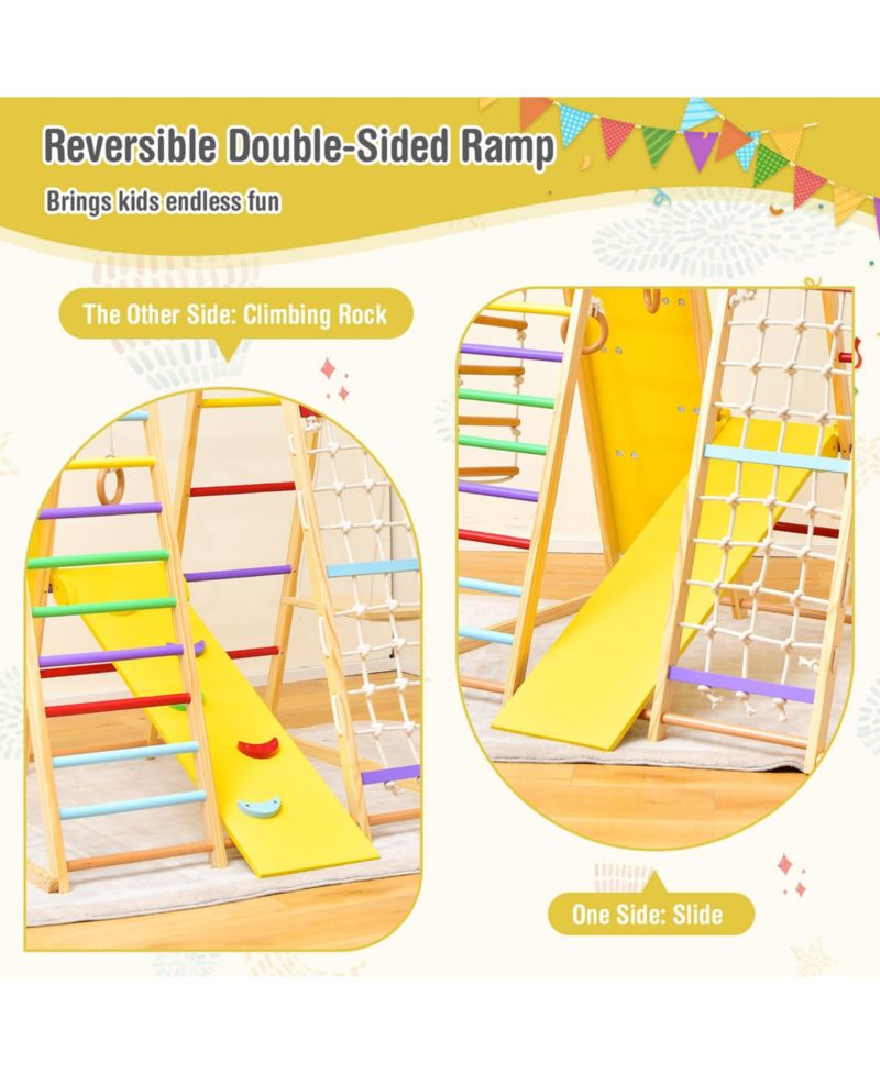 Ages 1+ 8-in-1 Wooden Indoor Jungle Gym Playset