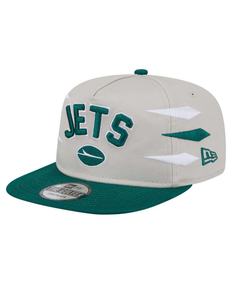 Men's Stone/Green New York Jets Athletic Golfer Snapback Hat
