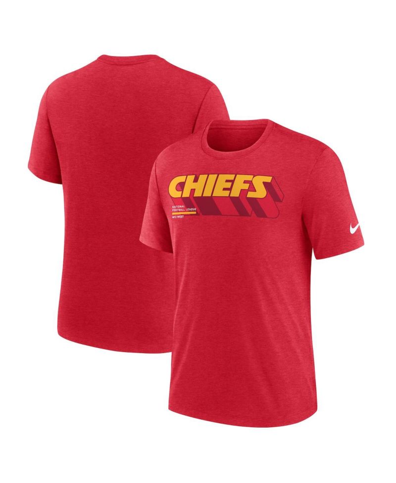 Men's Heather Red Kansas City Chiefs Long Pass Tri-Blend T-Shirt