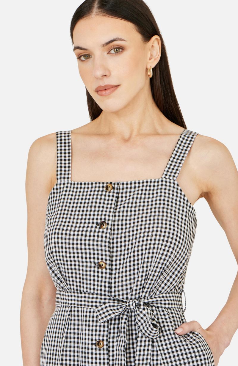 Women's Gingham Button Through Jumpsuit