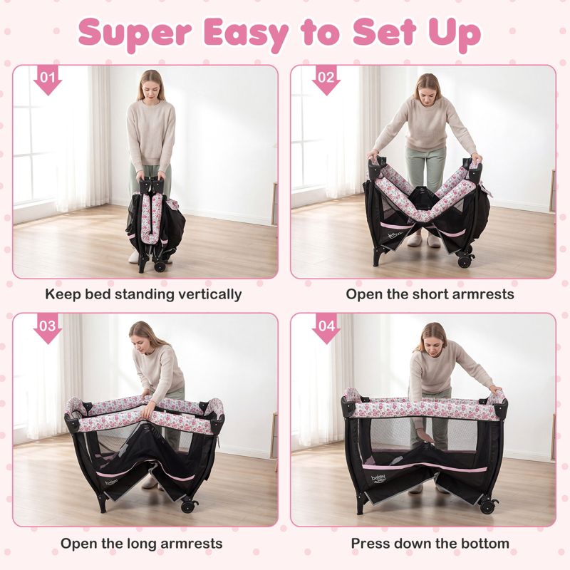 Pack Play Baby Diaper Changing Table 4 in 1 Foldable with Mattress