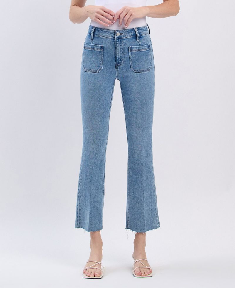 Women's High Rise Crop Flare Jeans