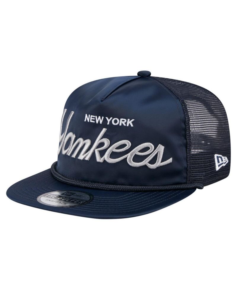 Men's Navy New York Yankees Retro Satin Script Golfer Adjustable Hat