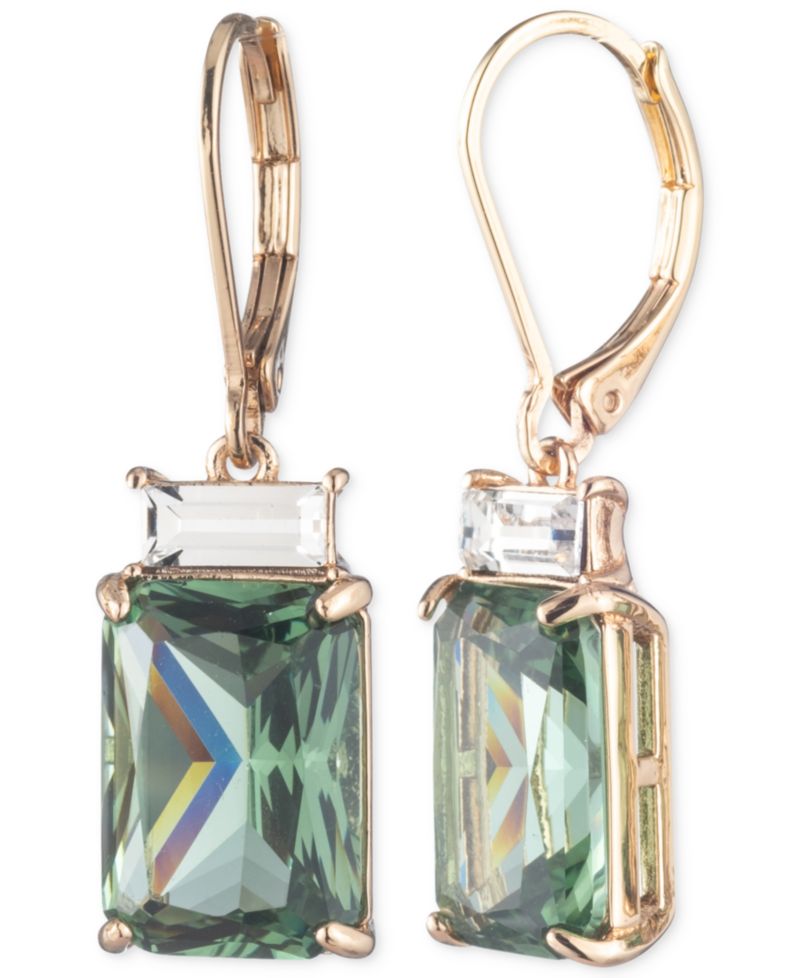 Gold-Tone Stone Drop Earrings