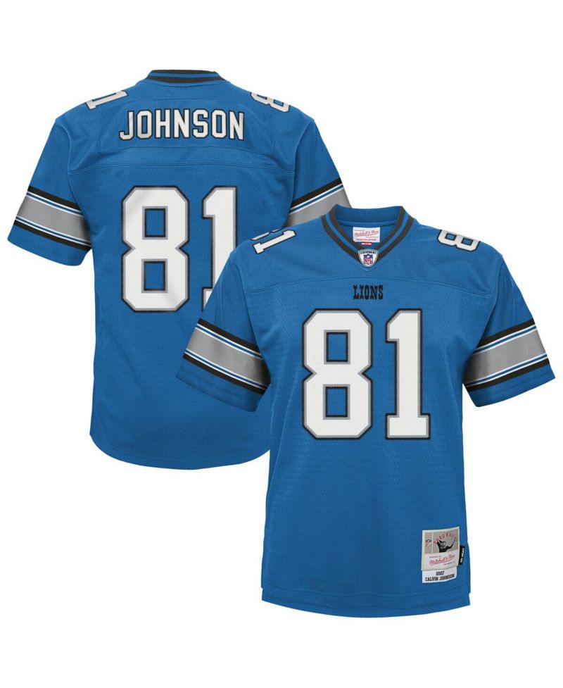 Big Boys and Girls Calvin Johnson Blue Detroit Lions Legacy Replica Jersey