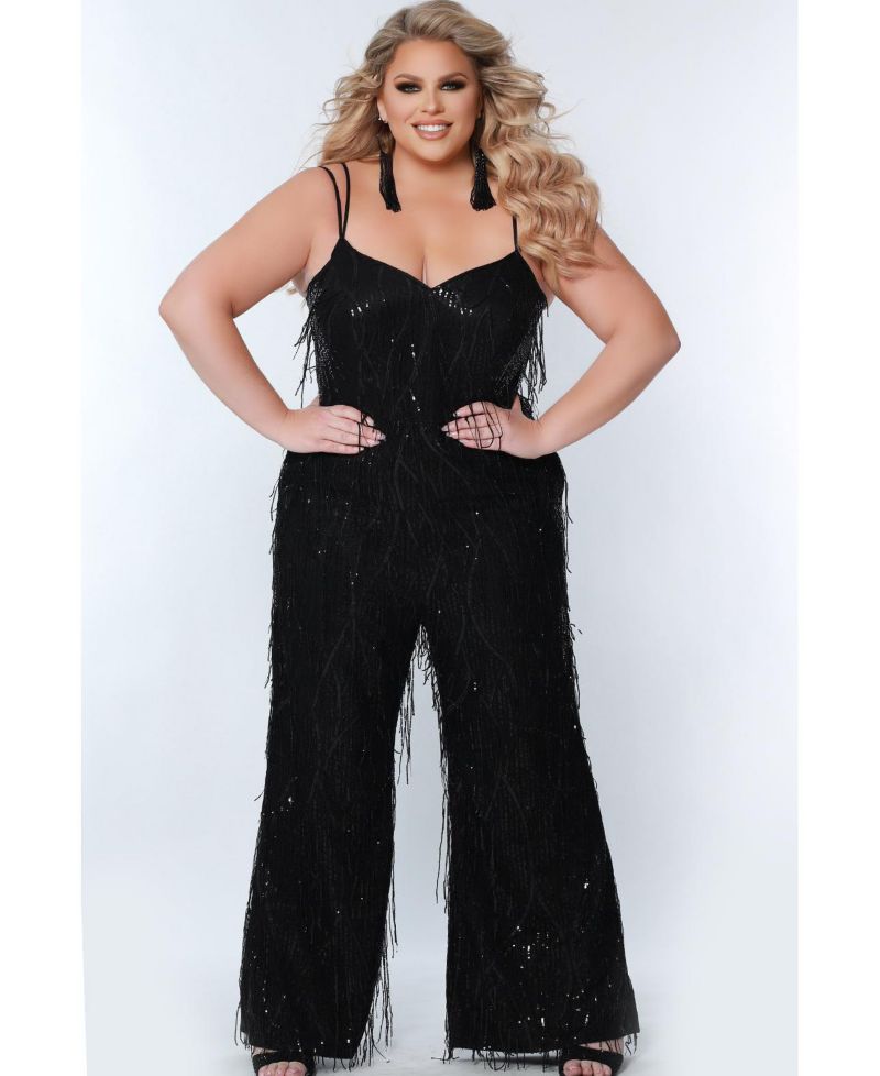 Women's Sequin Jumpsuit with Fringe