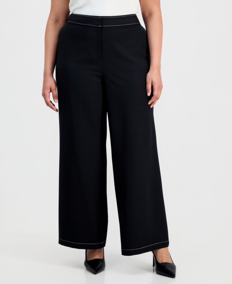 ASL Plus Size Mid-Rise Wide-Leg Pants