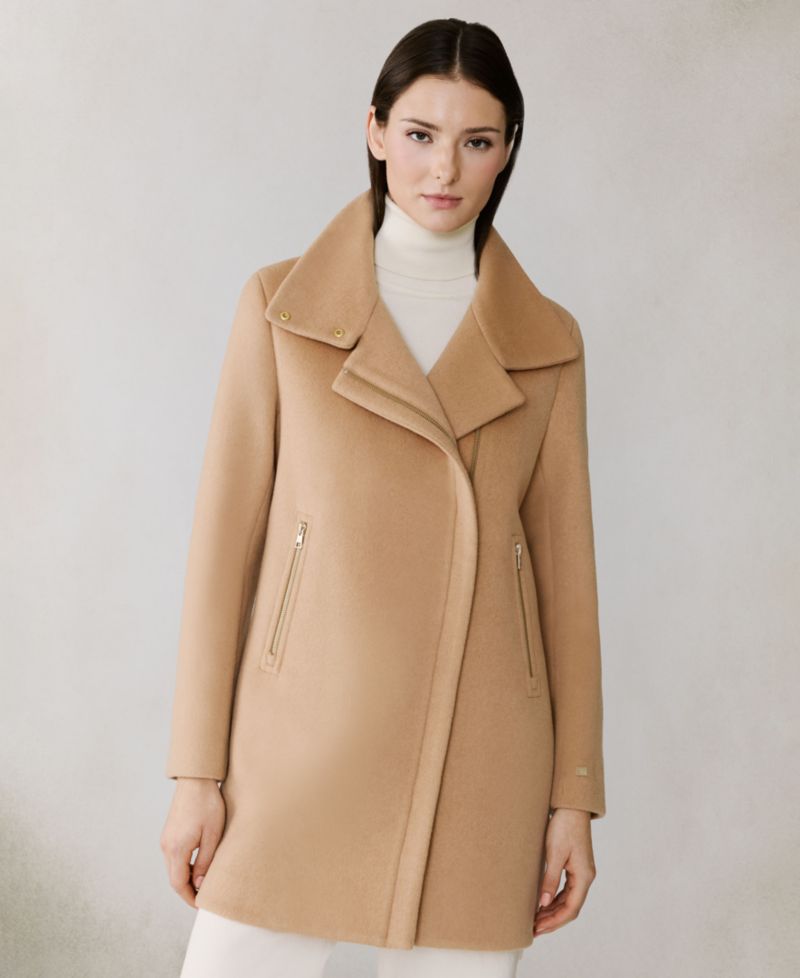 Women's Puffer-Bib Asymmetric Zip-Front Coat