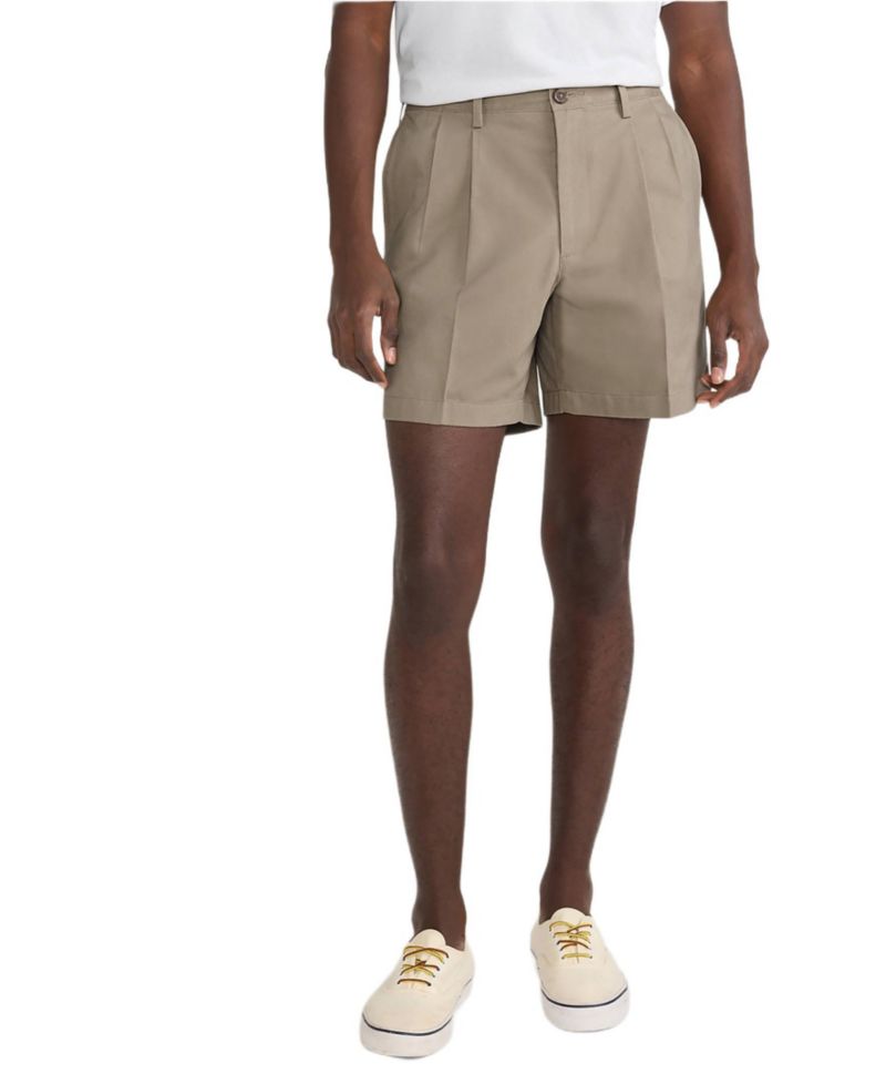 Men's No Iron 6" Comfort Waist Pleated Front Chino Short