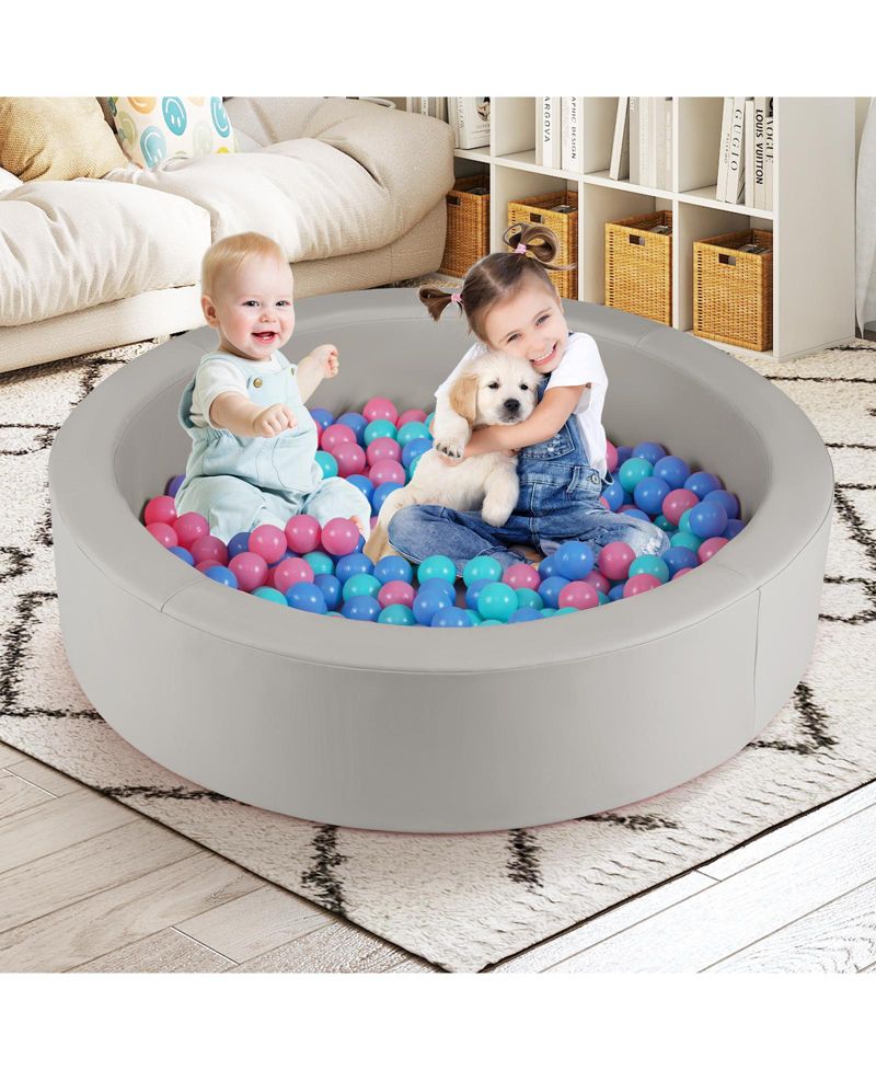 Toddler Soft Round Ball Pit with Removable Washable PU Cover