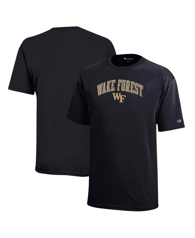 Big Boys and Girls Black Wake Forest Demon Deacons Arch Over Logo T-Shirt